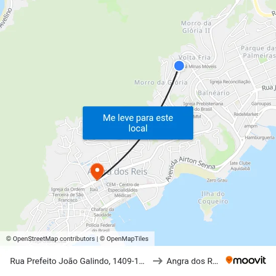 Rua Prefeito João Galindo, 1409-1495 to Angra dos Reis map
