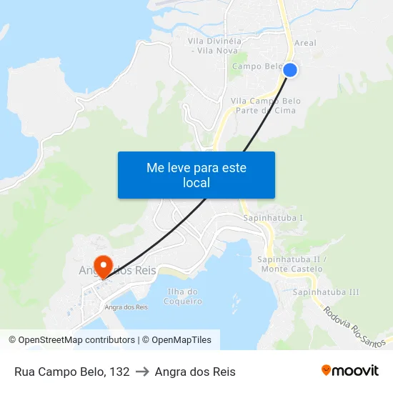 Rua Campo Belo, 132 to Angra dos Reis map