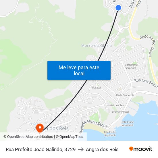 Rua Prefeito João Galindo, 3729 to Angra dos Reis map