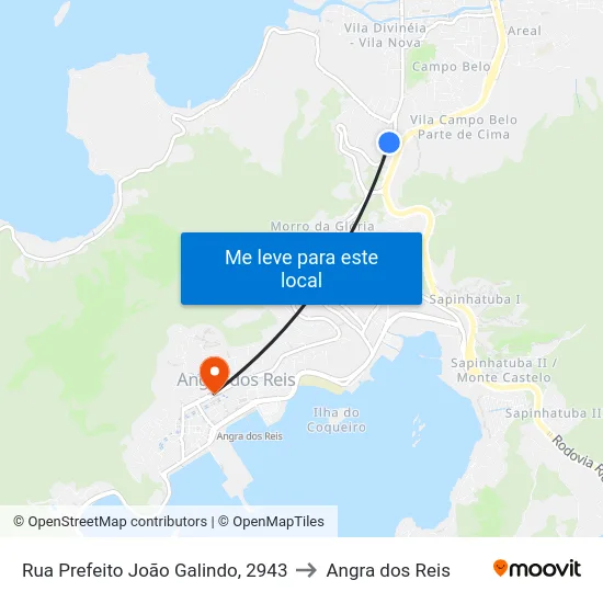 Rua Prefeito João Galindo, 2943 to Angra dos Reis map