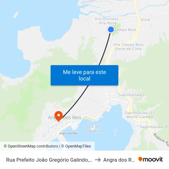 Rua Prefeito João Gregório Galindo, 114 to Angra dos Reis map