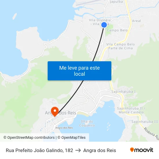 Rua Prefeito João Galindo, 182 to Angra dos Reis map