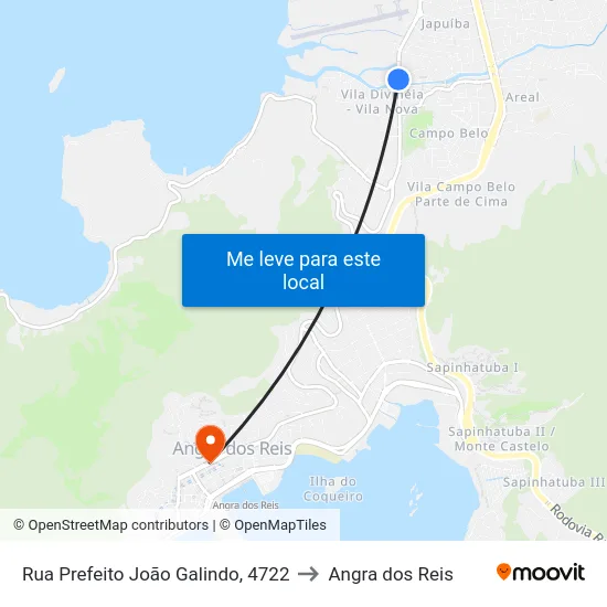 Rua Prefeito João Galindo, 4722 to Angra dos Reis map