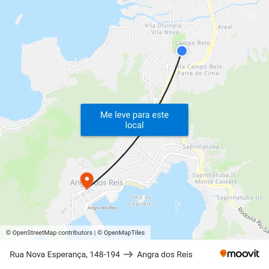 Rua Nova Esperança, 148-194 to Angra dos Reis map