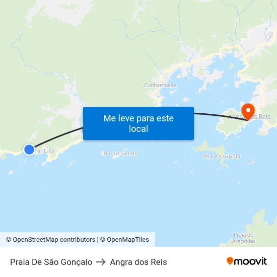 Praia De São Gonçalo to Angra dos Reis map