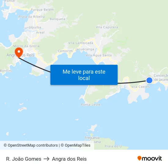 R. João Gomes to Angra dos Reis map