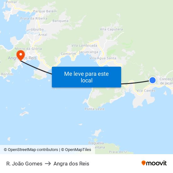 R. João Gomes to Angra dos Reis map