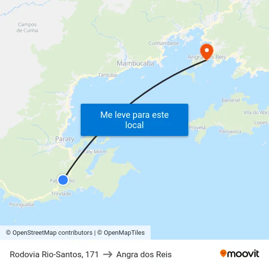 Rodovia Rio-Santos, 171 to Angra dos Reis map