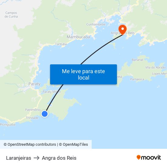 Laranjeiras to Angra dos Reis map