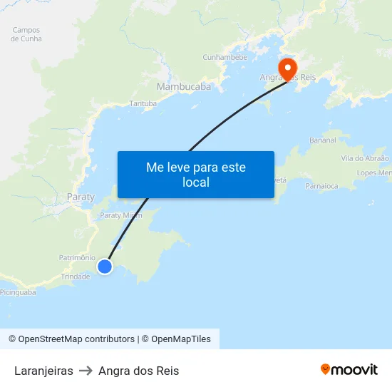 Laranjeiras to Angra dos Reis map