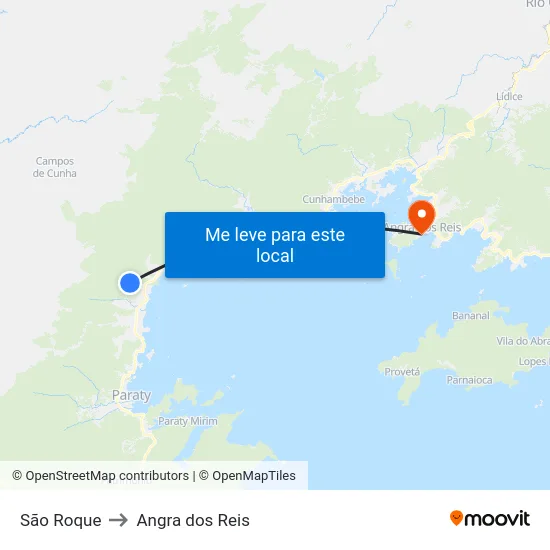 São Roque to Angra dos Reis map