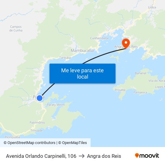 Avenida Orlando Carpinelli, 106 to Angra dos Reis map