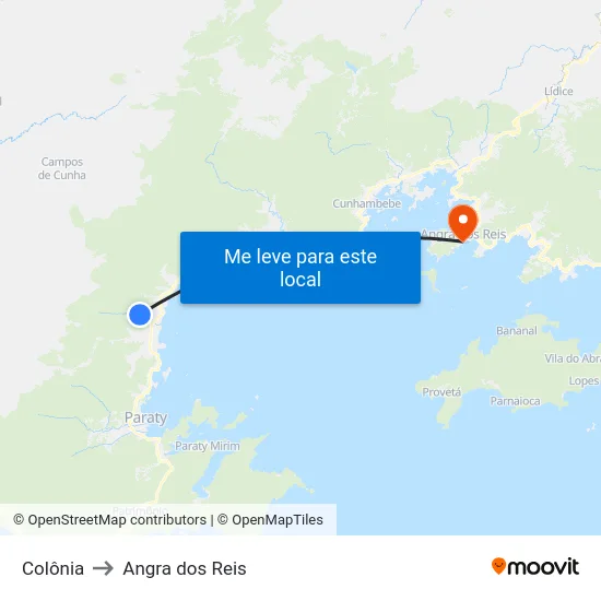 Colônia to Angra dos Reis map