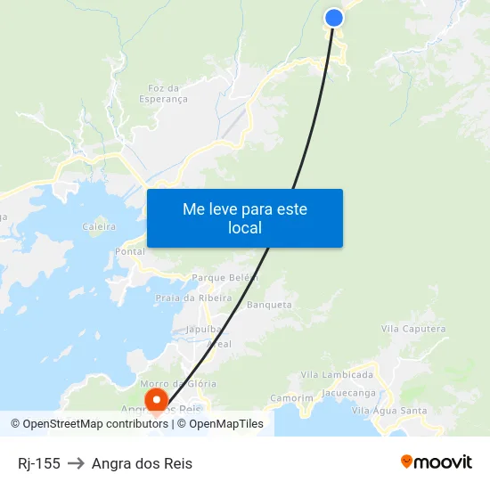 Rj-155 to Angra dos Reis map