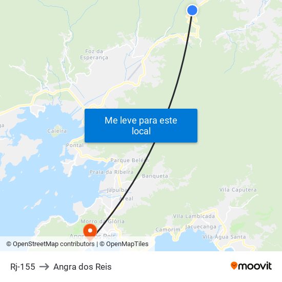 Rj-155 to Angra dos Reis map