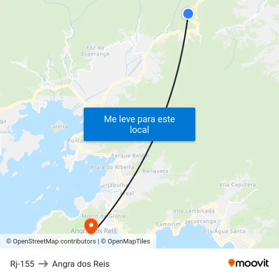 Rj-155 to Angra dos Reis map