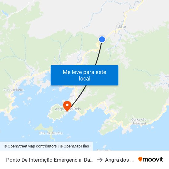 Ponto De Interdição Emergencial Da Rj-155 to Angra dos Reis map