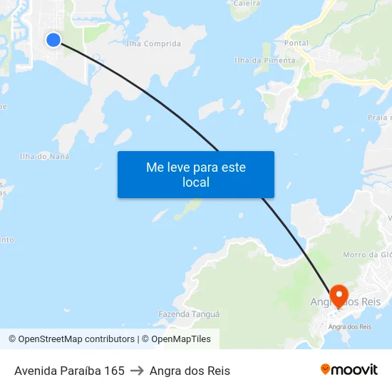 Avenida Paraíba 165 to Angra dos Reis map