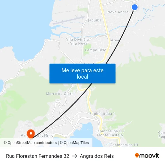 Rua Florestan Fernandes 32 to Angra dos Reis map