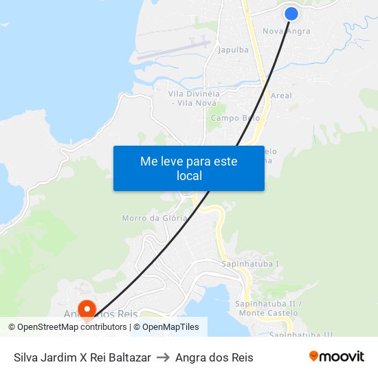 Silva Jardim X Rei Baltazar to Angra dos Reis map