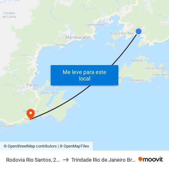 Rodovia Rio Santos, 2-50 to Trindade Rio de Janeiro Brazil map