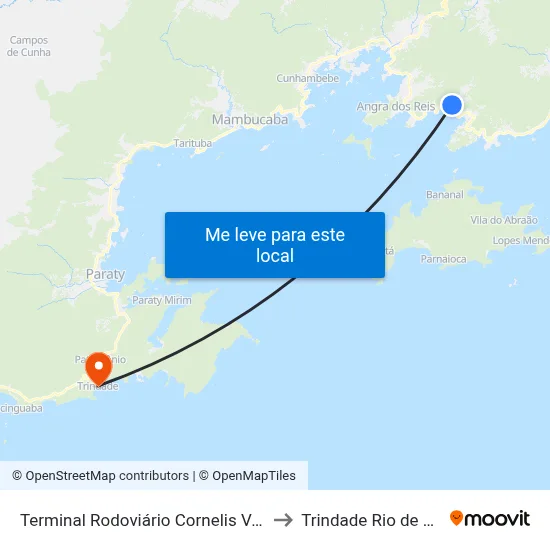 Terminal Rodoviário Cornelis Verolme (Jacuecanga) to Trindade Rio de Janeiro Brazil map