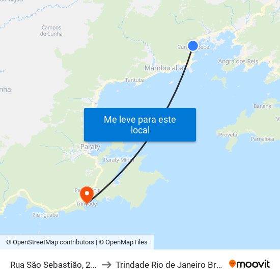 Rua São Sebastião, 210 to Trindade Rio de Janeiro Brazil map