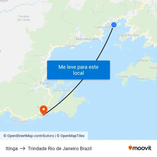 Itinga to Trindade Rio de Janeiro Brazil map