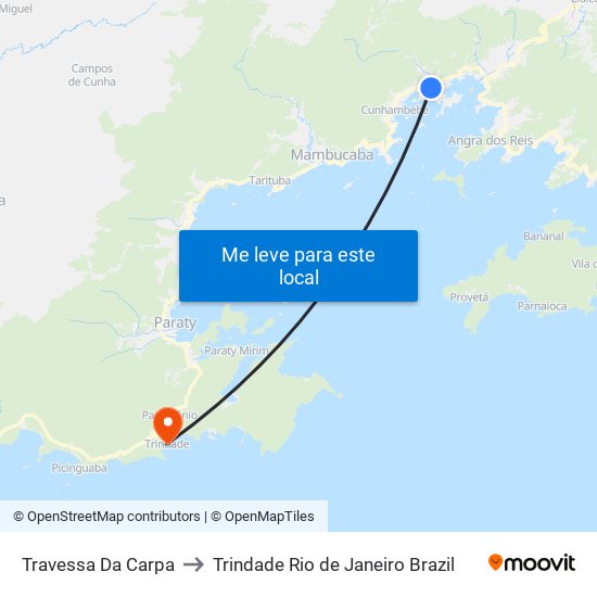 Travessa Da Carpa to Trindade Rio de Janeiro Brazil map