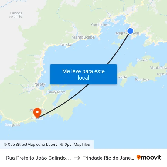 Rua Prefeito João Galindo, 4060-4888 to Trindade Rio de Janeiro Brazil map