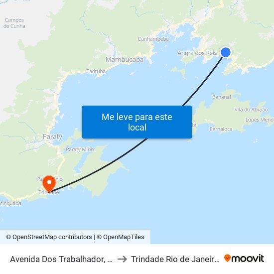 Avenida Dos Trabalhador, 180-224 to Trindade Rio de Janeiro Brazil map