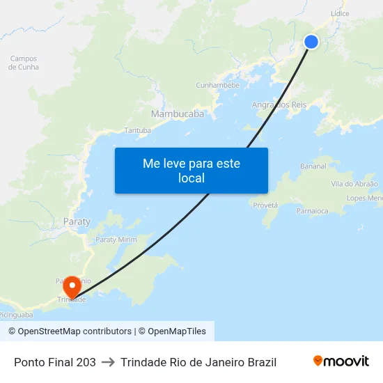 Ponto Final 203 to Trindade Rio de Janeiro Brazil map