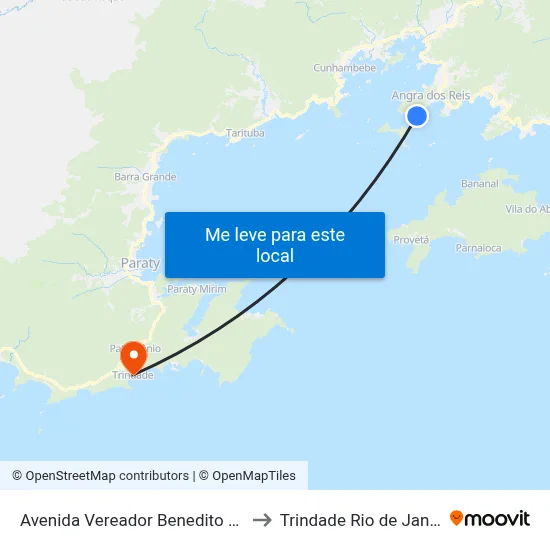 Avenida Vereador Benedito Adelino, 1273 to Trindade Rio de Janeiro Brazil map