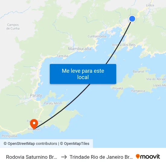 Rodovia Saturnino Braga to Trindade Rio de Janeiro Brazil map