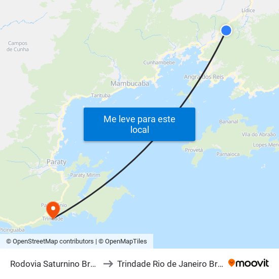 Rodovia Saturnino Braga to Trindade Rio de Janeiro Brazil map