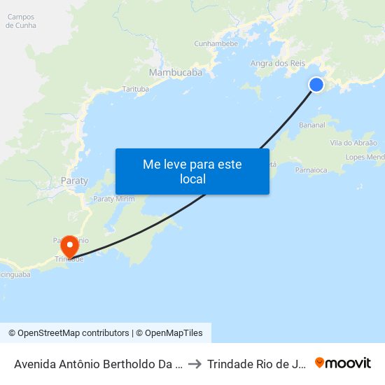 Avenida Antônio Bertholdo Da Silva Jordão, 6489 to Trindade Rio de Janeiro Brazil map