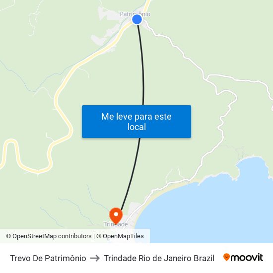 Trevo De Patrimônio to Trindade Rio de Janeiro Brazil map