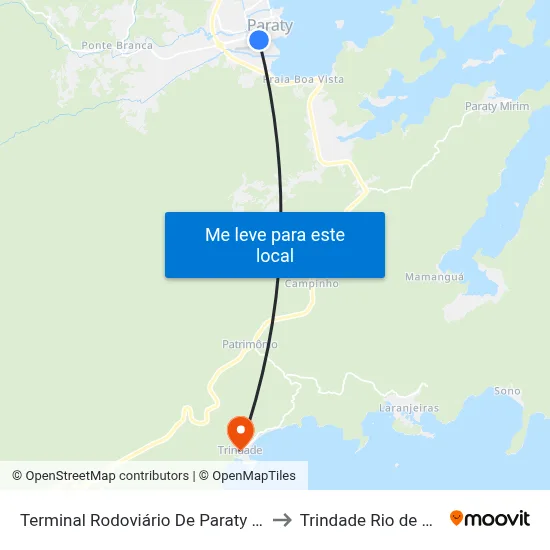 Terminal Rodoviário De Paraty (Linhas Rodoviárias) to Trindade Rio de Janeiro Brazil map