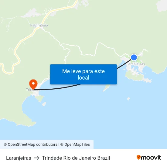 Laranjeiras to Trindade Rio de Janeiro Brazil map