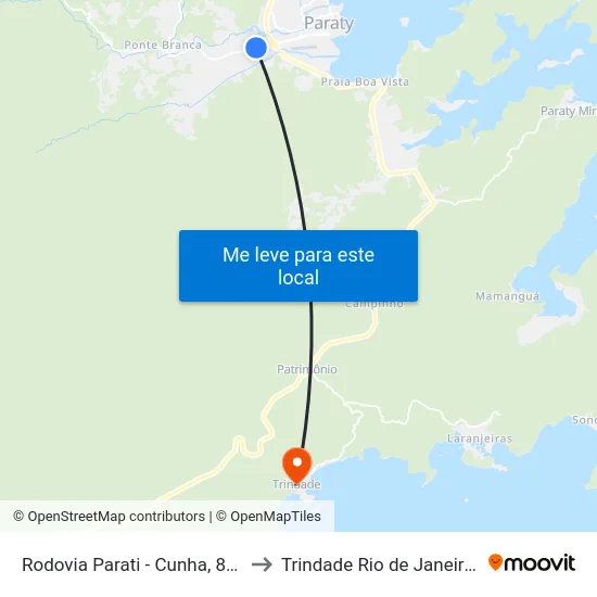 Rodovia Parati - Cunha, 858-1394 to Trindade Rio de Janeiro Brazil map