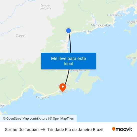 Sertão Do Taquari to Trindade Rio de Janeiro Brazil map