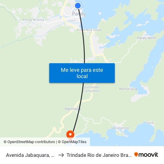 Avenida Jabaquara, 13 to Trindade Rio de Janeiro Brazil map
