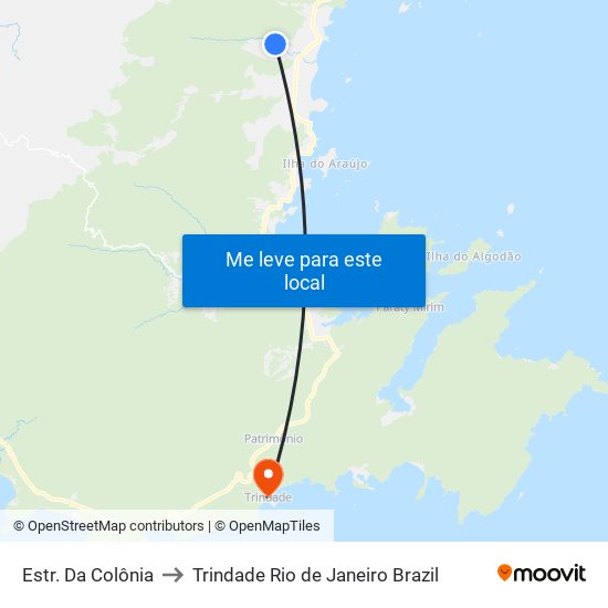 Estr. Da Colônia to Trindade Rio de Janeiro Brazil map