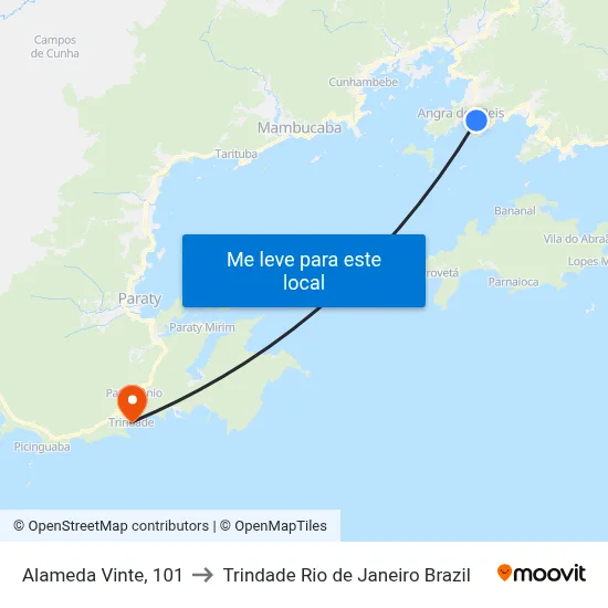 Alameda Vinte, 101 to Trindade Rio de Janeiro Brazil map