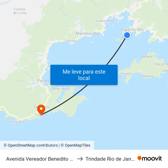 Avenida Vereador Benedito Adelino, 1761 to Trindade Rio de Janeiro Brazil map