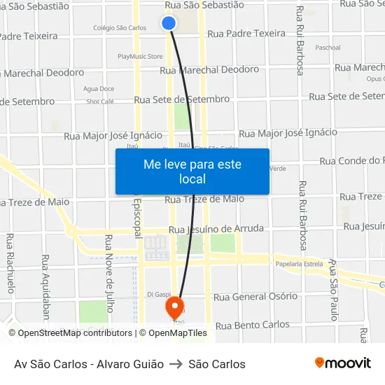Av São Carlos - Alvaro Guião to São Carlos map