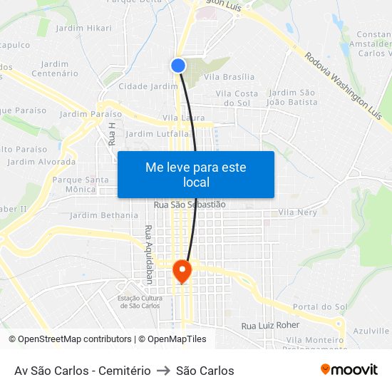 Av São Carlos - Cemitério to São Carlos map