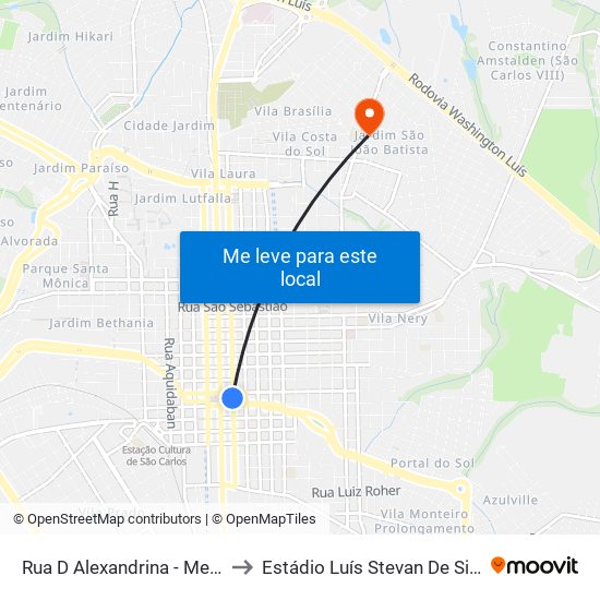 Rua D Alexandrina - Mercado to Estádio Luís Stevan De Siqueira map