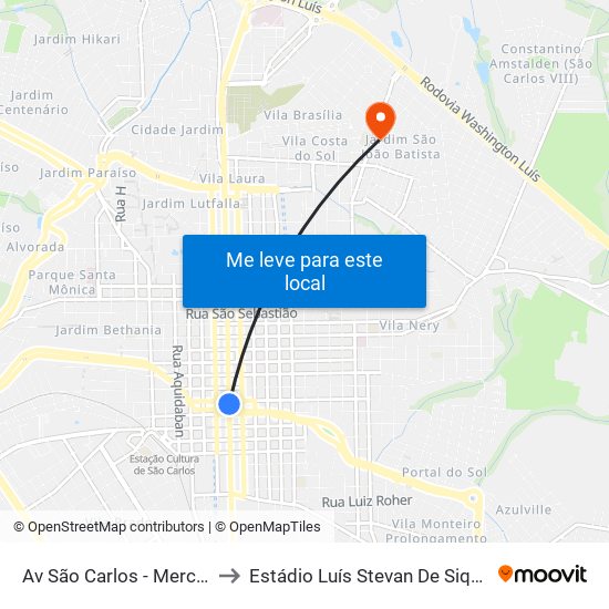 Av São Carlos - Mercado to Estádio Luís Stevan De Siqueira map
