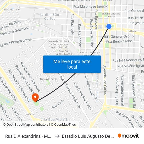 Rua D Alexandrina - Mercado to Estádio Luís Augusto De Oliveira map